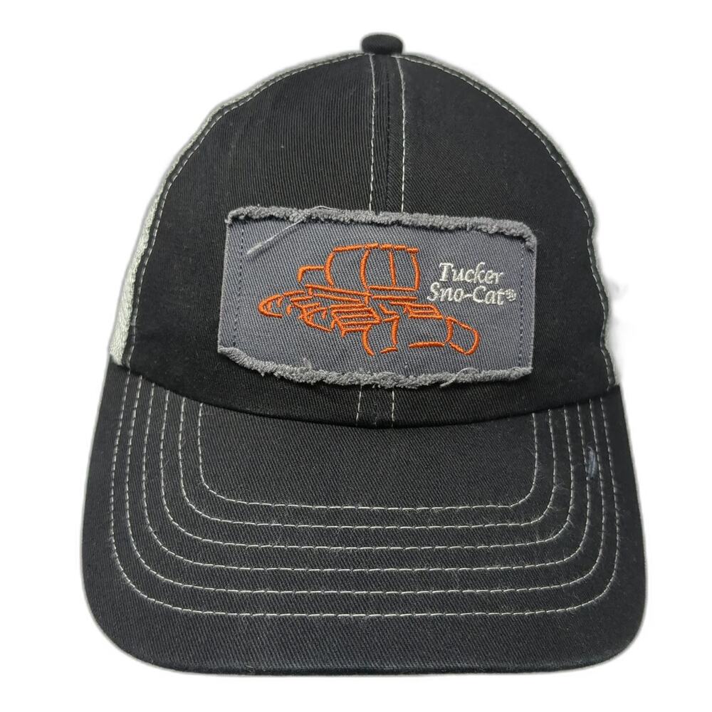 K-Products Baseball Cap Black One Size Tucker Sno-Cat Mesh Distressed Strapback